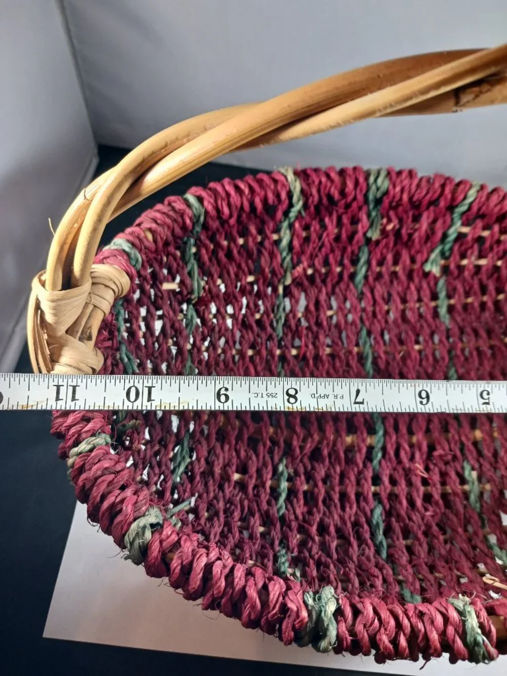 Vintage Red Primitive Style Unique Wicker Basket